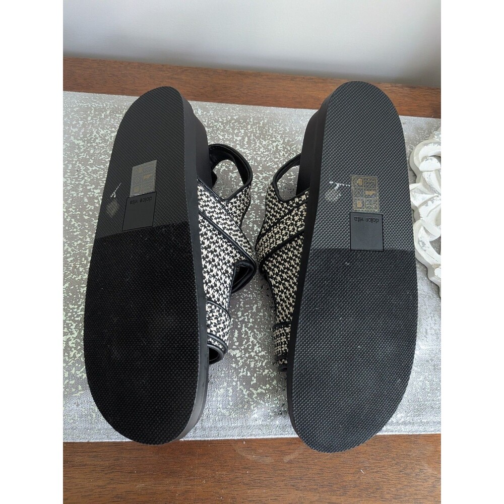 Dolce Vita Shelli Sandals Womens 9.5 Black Bridge Raffia Buckle Casual Shoes NEW - Picture 7 of 10